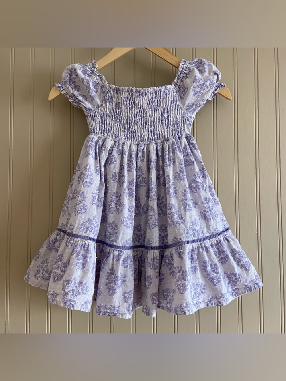Joie Purple Flora Smocked Little Girls Spring Summer Twirl Dress Size 4T